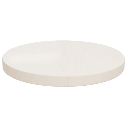 Woiinea Tischplatte für Küche, weiß, 30 x 2,5 cm, massives Kiefernholz, runde Tischplatte, Tischabdeckung, verschiedene Anwendungen für Esstische, zum Abstellen von Tellern, Getränken, von Woiinea