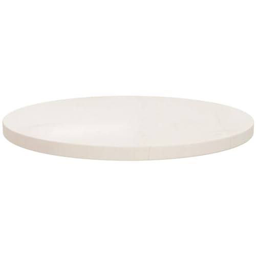 Woiinea Tischplatte für Küche, weiß, 50 x 2,5 cm, massives Kiefernholz, runde Tischplatte, Tischabdeckung, verschiedene Anwendungen für Esstische, zum Abstellen von Tellern, Getränken, von Woiinea