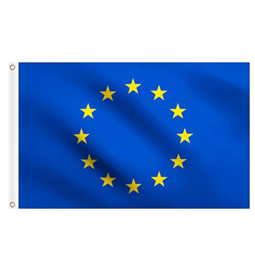 Flagge der Europäischen Union, 152 x 91 cm, große EU-Flaggen mit Messingösen, für Schule, Kultur, Party, Innen- und Außenbereich, Dekorationen von Woiltryn