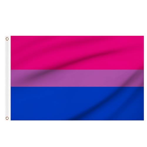 Pride Flagge Gay LGBTQ+ Flagge 1,5 x 0,9 m mit Ösen, doppelt genähtes Regenbogen-Banner für Paraden, Wanddekoration, Außen- und Innenbereich, Community (Bisexuell, 1,5 x 0,9 m – 1 Stück) von Woiltryn