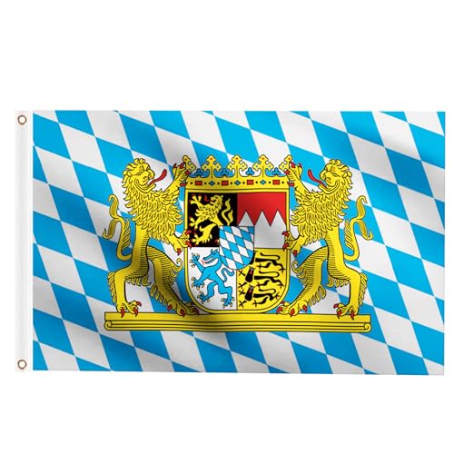 Woiltryn 2 Stück Bayern Flagge 90 x 150 cm, Deutschland Bayerische Lion Crest Große Fahnen für Oktoberfest Party Dekorationen, Bayern Fahne mit Messing-Ösen Wetterfeste Fahne für Fahnenmast Woiltryn 2 Stück Bayern Flagge 90 x 150 cm, Deutschland Bayerische Lion Crest Große Fahnen für Oktoberfest Party Dekorationen, Bayern Fahne mit Messing-Ösen Wetterfeste Fahne für Fahnenmast von Woiltryn