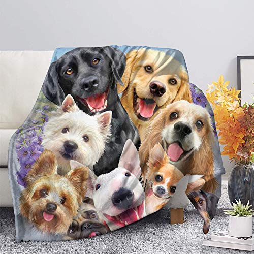 Woisttop Hunde-Selfie-Flanell-Fleece-Überwurfdecke für Sofa, Couch, Schlafzimmer, leicht, flauschig, Plüsch, ultra-gemütlich, dekorativ, Klimaanlage, Decke von Woisttop