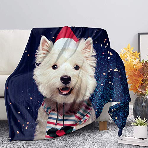 Woisttop Weihnachts-Westie-Decken, warm, flauschig, Plüsch, weich, gemütlich, Decke für Sofa, Bett, Heimdekoration von Woisttop