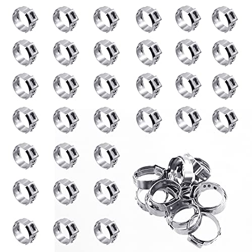 Wokape 50 Stück 15,3 - 18,5 mm Einohr-Schlauchschellen, 304 Edelstahl PEX Quetschklemmen, Klemmringe, Crimpwerkzeug, stufenlose Schlauchschelle zur Sicherung von Rohrschläuchen und Automobilen von Wokape
