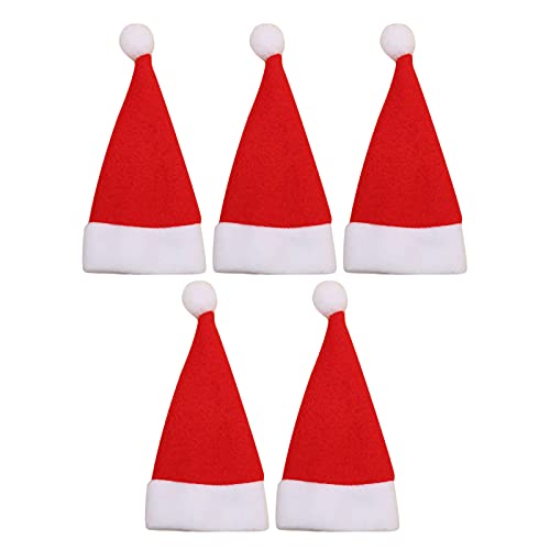 Mini Weihnachtsmütze Weihnachtsmann Besteckbeutel Bestecktasche Besteckhalter Weihnachten Weinflasche Abdeckung Kleine Nikolausmützen Küchen Party Home Decoration (5 Stück) von Wokee