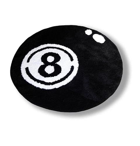 8 Ball Billard Teppich，Schwarz Kreis Teppiche für Wohnzimmer，Für Schlafzimmer, Wohnzimmer Flurde Badezimmer,Laufbänder The Carpet,rutschfeste Teppich(60 * 60CM) von Wokii