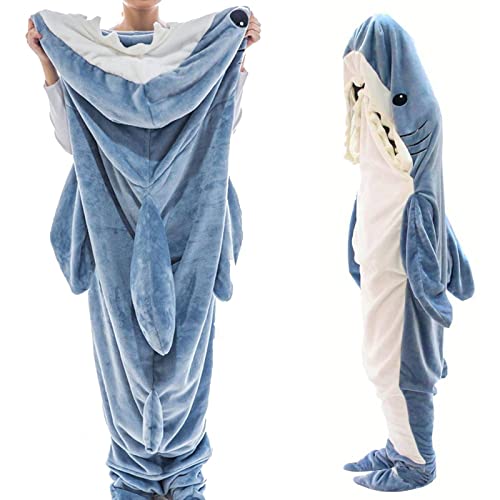Wokii Shark Blanket Hoodie, Wearable Blanket Adult Super Soft Cozy, Sleeping Bag Shark Tail Wearable Fleece Throw Blanket, Onesie Blanket von Wokii