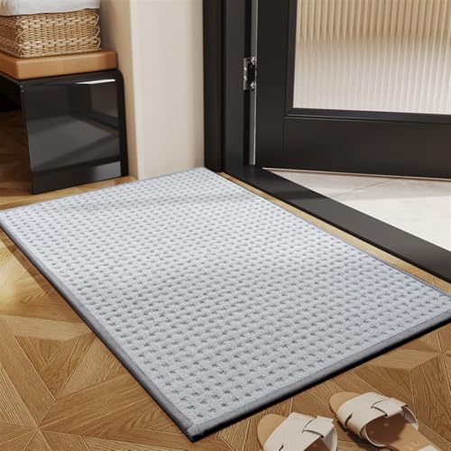 Wokuaile Fußmatte Außen und Innen rutschfest Waschbar Schmutzfangmatte Fussmatte Sauberlaufmatte für Haustür, Eingangsbereich, Garten, 50 x 80 cm Hellgrau von Wokuaile