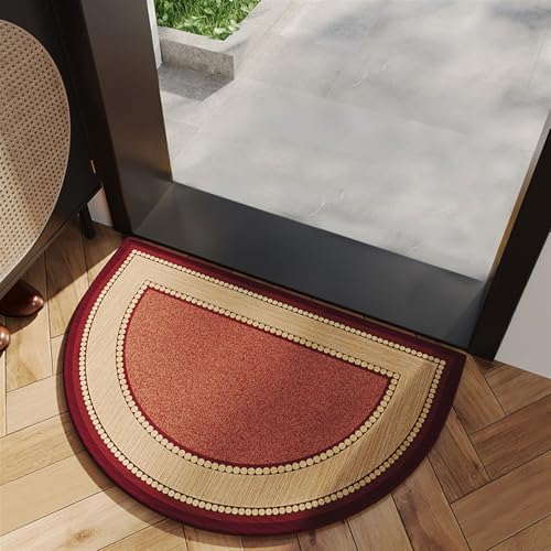 Wokuaile Fußmatte Halbrund für Innen und Außen Schmutzfangmatte rutschfest Dünne Waschbar Saugfähiger Küchen für Haustür, Eingang, Küchen 120 x 180 cm Rot von Wokuaile