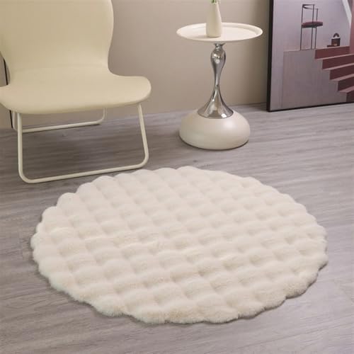Wokuaile Hochflor Flauschig Teppich Rund Anti-Rutsch Kunstfell Waschbar Weich Teppich für Wohnzimmer Schlafzimmer Kinderzimmer Beige, 40 cm von Wokuaile