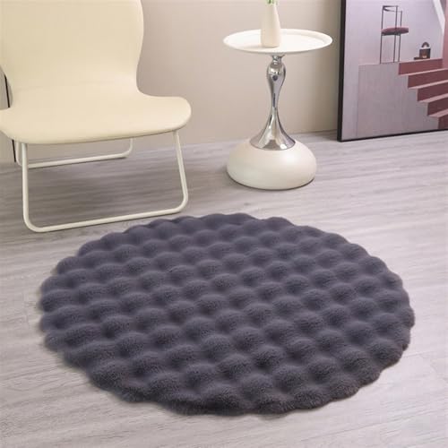 Wokuaile Hochflor Flauschig Teppich Rund Anti-Rutsch Kunstfell Waschbar Weich Teppich für Wohnzimmer Schlafzimmer Kinderzimmer Dunkelgrau, 170 cm von Wokuaile