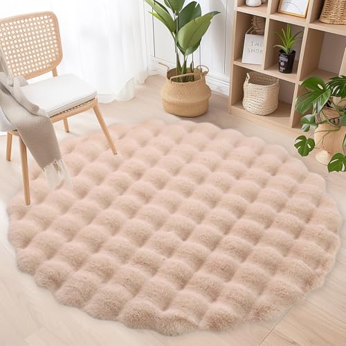 Wokuaile Hochflor Flauschig Teppich Rund Anti-Rutsch Kunstfell Waschbar Weich Teppich für Wohnzimmer Schlafzimmer Kinderzimmer Khaki, 100 cm Wokuaile Hochflor Flauschig Teppich Rund Anti-Rutsch Kunstfell Waschbar Weich Teppich für Wohnzimmer Schlafzimmer Kinderzimmer Khaki, 100 cm von Wokuaile