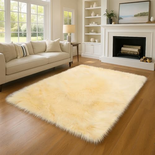 Wokuaile Hochflor Teppich Wohnzimmer Flauschig Fellteppich Shaggy Kunstfell Waschbar Weich Modern Teppich für Schlafzimmer Kinderzimmer Gelb, 50 x 50 cm Wokuaile Hochflor Teppich Wohnzimmer Flauschig Fellteppich Shaggy Kunstfell Waschbar Weich Modern Teppich für Schlafzimmer Kinderzimmer Gelb, 50 x 50 cm von Wokuaile