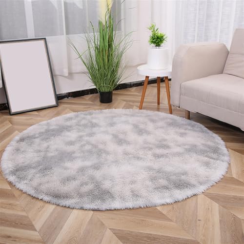 Wokuaile Hochflor Teppich Wohnzimmer Rund Waschbar Flauschig Weich rutschfest Teppich für Schlafzimmer Kinderzimmer Bettvorleger Tie-Dyed Grau, 60 cm Wokuaile Hochflor Teppich Wohnzimmer Rund Waschbar Flauschig Weich rutschfest Teppich für Schlafzimmer Kinderzimmer Bettvorleger Tie-Dyed Grau, 60 cm von Wokuaile