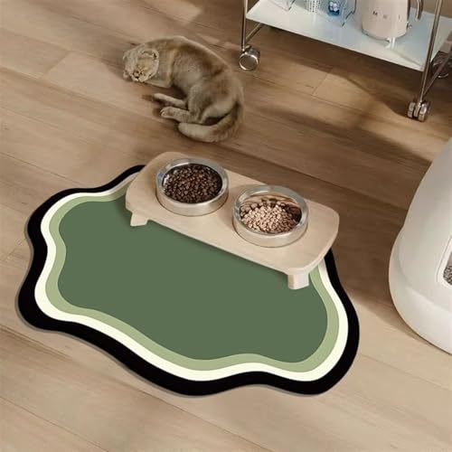 Wokuaile Napfunterlage Hunde und Katze Waterafstotend rutschfest Futtermatte Schnelltrocknend Hundenapf Futternapf Matte für Haustier Grün, 30 x 50 cm von Wokuaile