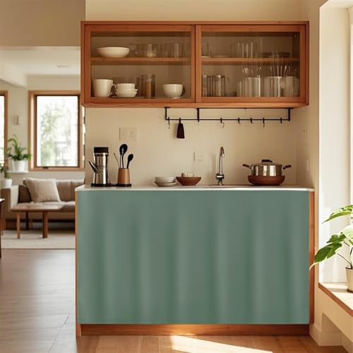 Wokuaile Staubdichter Vorhang für Regale, Vorhang Küchenschrank Selbstklebend Privatsphäre Schrankgardine für Kleine Fenster, Schränke, Grün, H80 x B80 cm von Wokuaile