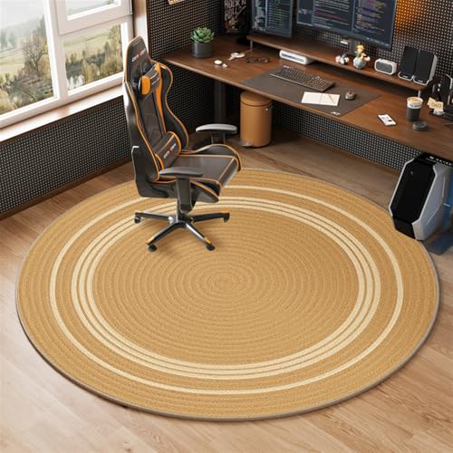 Wokuaile Stuhlmatte Gaming Bürostuhlunterlage 140 cm Bodenschutzmatte Bürostuhl für Hartböden, rutschfest Schreibtischstuhl Unterlage Khaki von Wokuaile