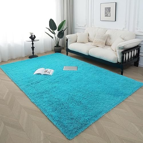 Wokuaile Teppich Schlafzimmer Himmelblau Waschbar Flauschig Hochflor Shaggy Teppich Wohnzimmer Waschbar Anti-Rutsch für Kinderzimmer 180 x 180 cm Wokuaile Teppich Schlafzimmer Himmelblau Waschbar Flauschig Hochflor Shaggy Teppich Wohnzimmer Waschbar Anti-Rutsch für Kinderzimmer 180 x 180 cm von Wokuaile