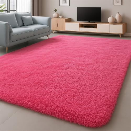 Wokuaile Teppich Schlafzimmer Rosarot Waschbar Flauschig Hochflor Shaggy Teppich Wohnzimmer Waschbar Anti-Rutsch für Kinderzimmer 180 x 180 cm Wokuaile Teppich Schlafzimmer Rosarot Waschbar Flauschig Hochflor Shaggy Teppich Wohnzimmer Waschbar Anti-Rutsch für Kinderzimmer 180 x 180 cm von Wokuaile