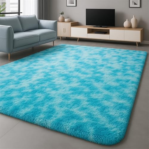Wokuaile Teppich Schlafzimmer Tie-Dye-Blau Waschbar Flauschig Hochflor Shaggy Teppich Wohnzimmer Waschbar Anti-Rutsch für Kinderzimmer 50 x 80 cm Wokuaile Teppich Schlafzimmer Tie-Dye-Blau Waschbar Flauschig Hochflor Shaggy Teppich Wohnzimmer Waschbar Anti-Rutsch für Kinderzimmer 50 x 80 cm von Wokuaile