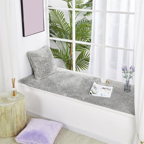 Wokuaile Teppich Wohnzimmer Hochflor Super Weich Teppich Shaggy Flauschiger Waschbar Anti-Rutsch Weich für Schlafzimmer Kinderzimmer Grau, 80 x 160 cm von Wokuaile
