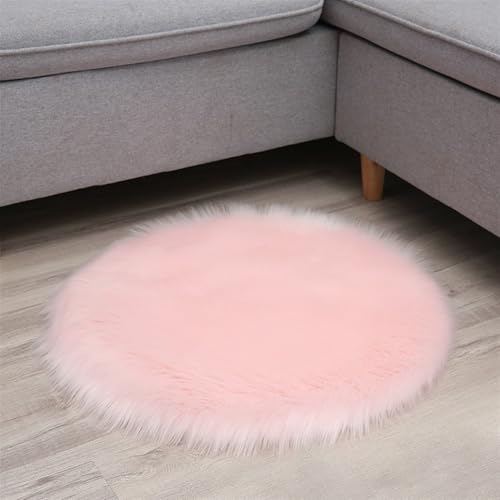 Wokuaile Teppich Wohnzimmer Rosa Waschbar Flauschig Fellteppich Hochflor Weich rutschfest Moderne für Schlafzimmer Bettvorleger 40 cm von Wokuaile