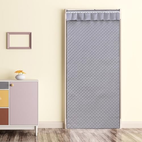 Wokuaile Thermovorhang Kälteschutz Privatsphäre Türvorhang 1 Stück Ohne Bohren Verdunklungsvorhang für Schlafzimmer Wohnzimmer Grau, H200 x B130 cm von Wokuaile