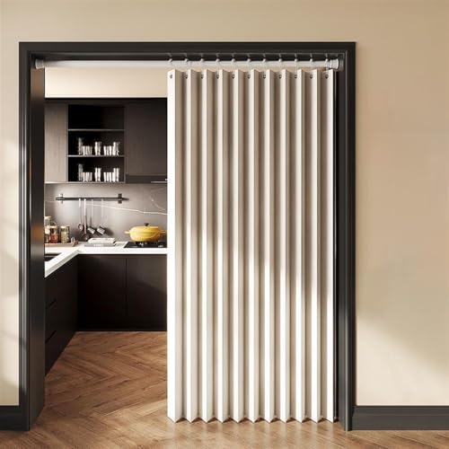 Wokuaile Verdunklungsvorhänge Magnetischer Türvorhang Faltbarer Raumteiler mit Ösen Thermo Kälteschutz Hitzeschutz für Tür Schrank Wohnzimmer, Beige, H200 x B120 cm von Wokuaile