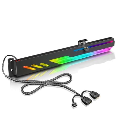 Grafikkarten-RGB-Brace-Unterstützung, Grafikkartenhalter mit 5 V, 3-poliger ARGB-Dual-Schnittstelle und kleiner 4-poliger Schnittstelle, 2 PCIE-Steckplätze (schwarz) von Wokyo