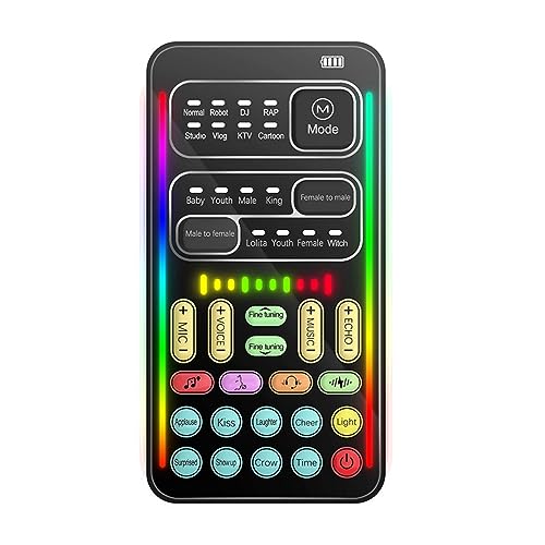 Tragbares Handmikrofon Voice Changer I9 Voice Changer, 8 feste Soundeffekte, unterstützt drei Geräte gleichzeitig, für PS4 PS5 Mobile Computer Laptop, Plug and Play von Wokyo