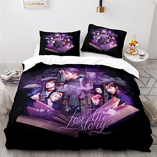 Koreanische Boygroup Bettwäsche Set 135×200CM Mit Kissenbezügen Bettbezug Set Boys 3D-Druck Weiche Mikrofaser Duvet Cover ?für Kinder Teens Erwachsen（C6） von WolWes