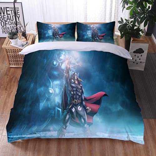 Superhelden Thore Bettwäsche 135×200 Superhelden Bettbezug Movie Poster Bettbezug Set für Kinder,Teenager, Jungen, Mädchen, Raumdekoration（C2） von WolWes