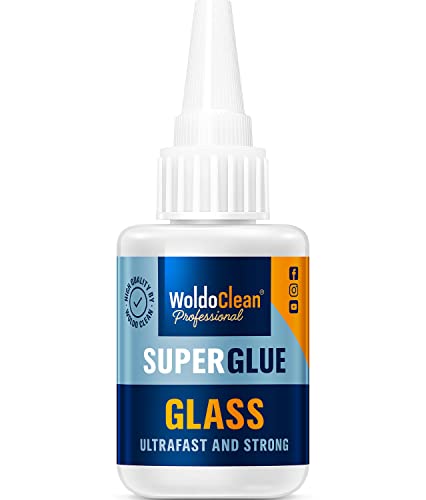 Sekundenkleber für Glas extra stark 25g - transparent, durchsichtig und wasserfest von WoldoClean