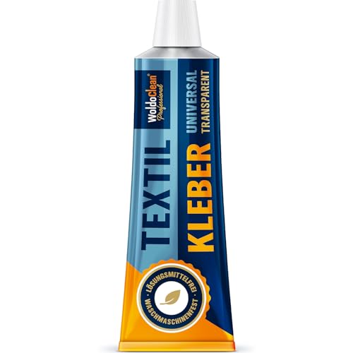 Textilkleber 60g flexibel und wasserfester Stoffkleber - für Stoffe, Leder, Textilien und PVC, Transparenter Kleber, wasch- und bügelfest, geruchsarm und lösungsmittelfrei von WoldoClean