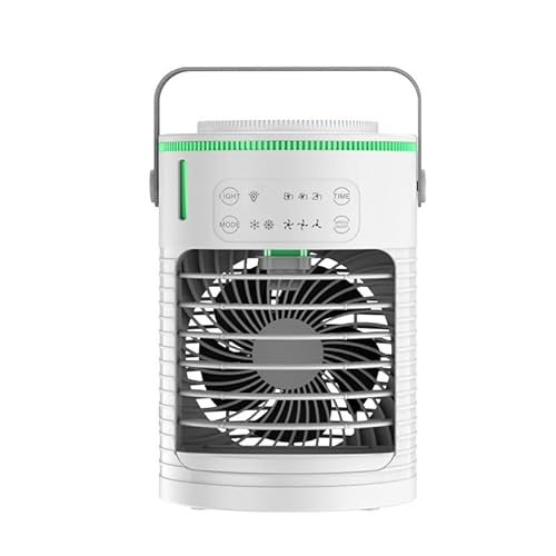 Mini Luftkühler mit 3 Gebläsestufen, 65dB, Nachfüllbarer Wassertank, mehrfarbigen LED-Lichtern und 3 Timer-Einstellungen von Woleix