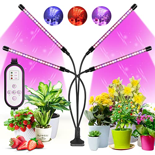 wolezek Led Pflanzenlampe, Pflanzenlicht,80LEDs Pflanzenleuchte Rot & Blau Vollspektrum Wachsenlicht für Zimmerpflanzen mit Zeitschaltuhr, 3 Arten von Modus & 10 Lichtstärken für Gemüse von wolezek