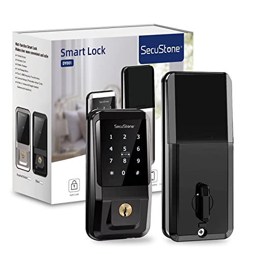 Bluetooth schlüsselloses sicheres Tastenfeld Fernbedienung Riegel elektronisches digitales smartes Türschloss mit TTlock APP (Schwarz) von Wolf Guard
