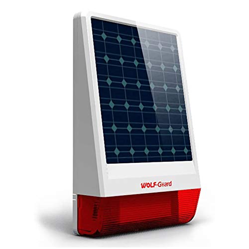 Wolf-Guard JD-W06 Funk-Solar-Sirenen-Alarmanlage, 433 MHz Outdoor-Blitz-LED-Solarblitz, Hausalarm 110 dB Live-Sirene von Wolf Guard
