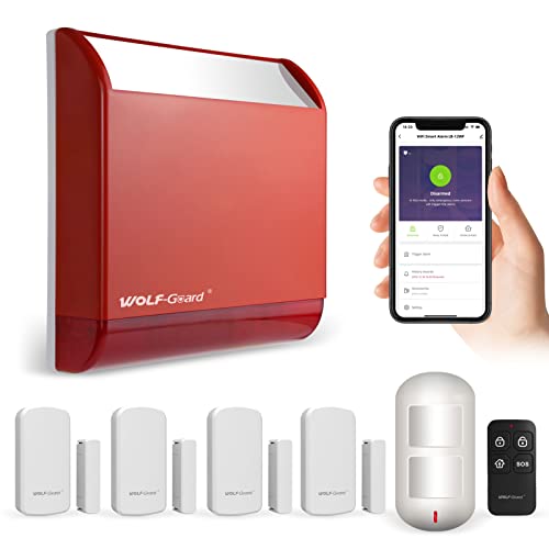 Wolf Guard LB-12WF Hausalarmanlage, WiFi Ton- und Lichtalarm mit PIR-Bewegungsmelder, Tür-Fenster-Kontaktsensor, TUYA Smartlife App Fernbedienung von Wolf Guard