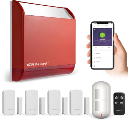 Wolf Guard LB-12WF Hausalarmanlage, WiFi Ton- und Lichtalarm mit PIR-Bewegungsmelder, Tür-Fenster-Kontaktsensor, TUYA Smartlife App Fernbedienung von Wolf Guard