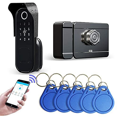 Wolf Guard Smart Keyless Entry Türschloss Biometrisches Fingerabdruck-Türschloss mit App-Steuerung, Bluetooth Smart Türknauf mit Griff (TT01) von Wolf Guard