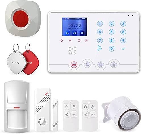 Wolf Guard W4Q-W03 WiFi + 4G Wireless Home Einbrecher Alarmanlage Kit Tuya Smartlife APP, mit Sirene Fenster Türsensor Bewegungsmelder RFID, Deutsch (W4Q-ML) von Wolf Guard