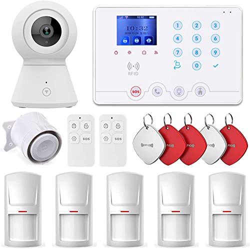 Wolf Guard W4Q-W03 WiFi + 4G Wireless Home Einbrecher Alarmanlage Kit Tuya Smartlife APP, mit Sirene Fenster Türsensor Bewegungsmelder RFID, Deutsch (W4Q-K2) von Wolf Guard