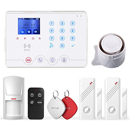 Wolf-Guard Wireless 4G WiFi Alarm System, Tuya Smartlife APP Haussicherheitssystem Support Auto Dial mit haustierfreundlichem PIR-Detektor, Kleine Türfenstersensor, Keyfobs Remote, RFID (W4Q-KIT1) von Wolf Guard