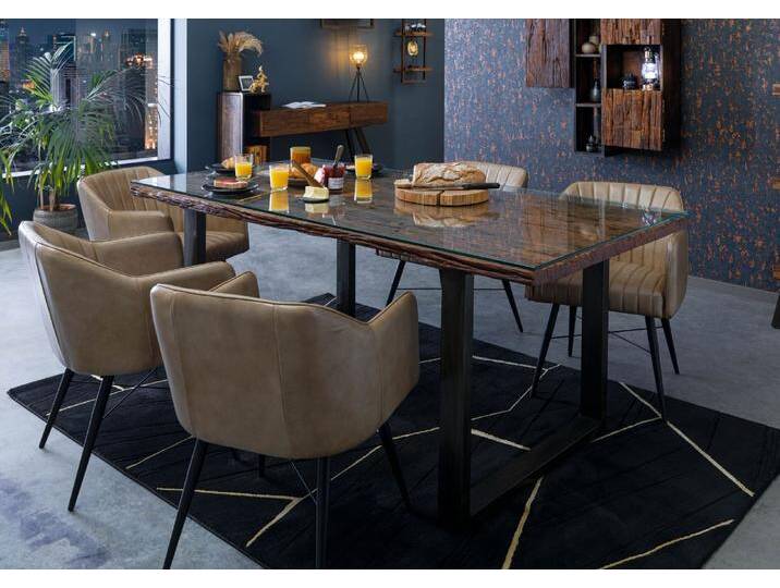 Esstisch mit Glas und Altholz 180x90x80,5 braun lackiert SEVILLA #23 Esstisch mit Glas und Altholz 180x90x80,5 braun lackiert SEVILLA #23 von Wolf-Möbel