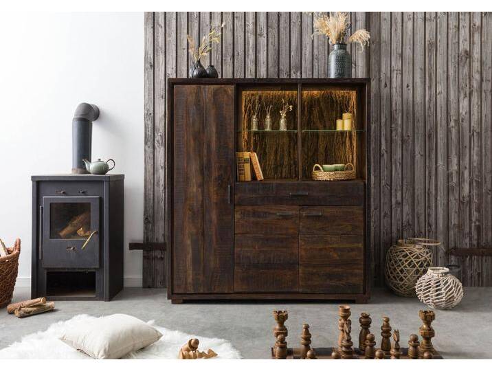 Highboard Akazie 140x40x150 dunkelbraun lackiert BARK #215 Highboard Akazie 140x40x150 dunkelbraun lackiert BARK #215 von Wolf-Möbel