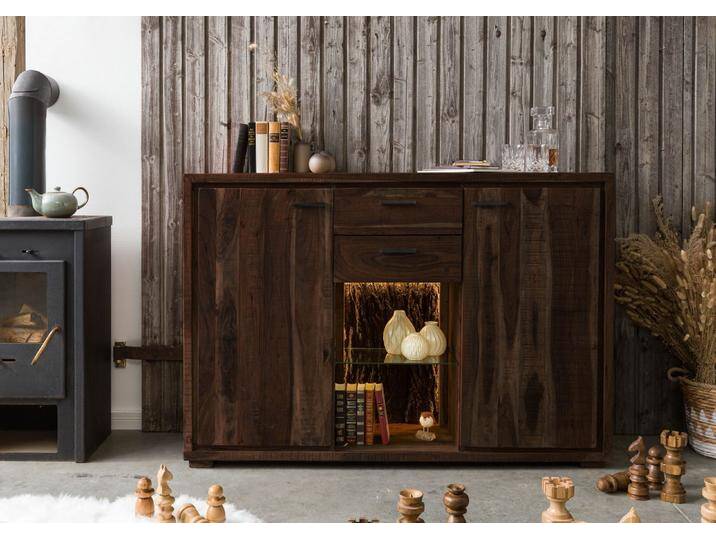 Highboard Akazie 145x40x101 dunkelbraun lackiert BARK #214 Highboard Akazie 145x40x101 dunkelbraun lackiert BARK #214 von Wolf-Möbel