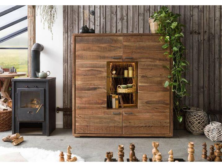 Highboard Akazie 145x40x153 natur lackiert BARK #107 Highboard Akazie 145x40x153 natur lackiert BARK #107 von Wolf-Möbel