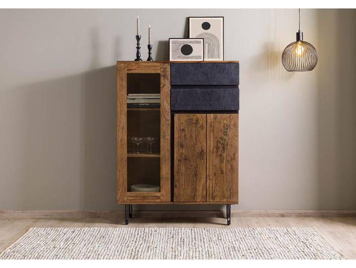 Highboard Sheesham 100x40x135 natur unbehandelt LICHTENBERG #100 von Wolf-Möbel