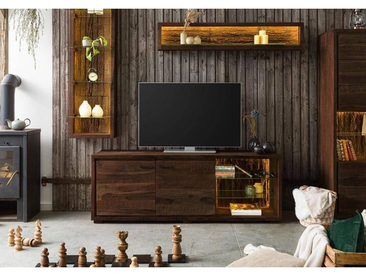 TV-Board Akazie 175x40x63 dunkelbraun lackiert BARK #212 von Wolf-Möbel